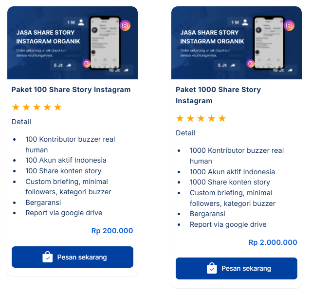 harga jasa share story instagram