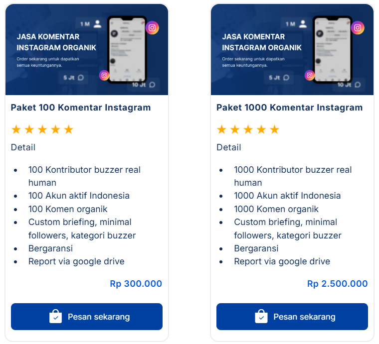 harga jasa komentar instagram